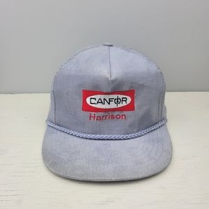 Vintage Corduroy Logging Hat Canfor Harrison Adult Snapback Light Grey Rope